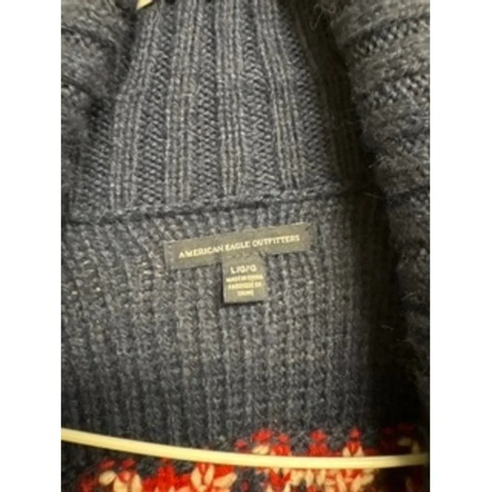 American Eagle Fair Isle Wool Alpaca Blend Cardigan Nordic Colorful L Fishermen